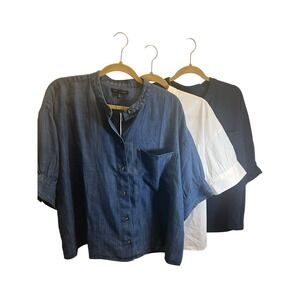 3 Banana Republic Women Button Down Shirts Tops Short Sleeve Capsule Work NWT XL